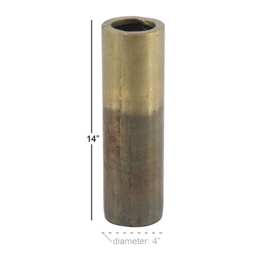 14" Brown Aluminum Rustic Vase